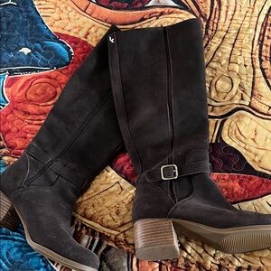 UGG Chocolate Suede Heeled Boots